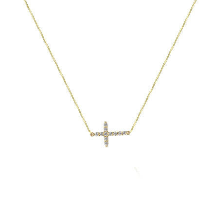Bling Moissanite Diamond Sideways Cross Necklace Jewelry Real 18k Gold Plated Stainless Steel Zircon Cross Pendant Necklace