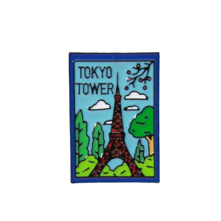 Mount Fuji Hollywood World Famous Scenic Spots Map Lapel Pin Badge Brooch Gift Travel Lovers Enamel Lapel Pin for Bag Clothes
