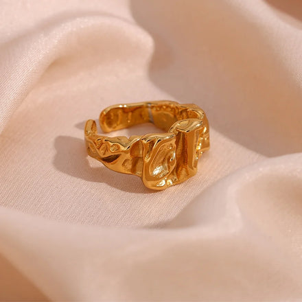 Irregular Exaggerated Open Rings 18K Gold Plated Stainless Steel Adjustable Statement Rings Women Jewelry