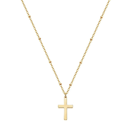 Fashion Simple Cross Pendant Necklace Jewelry Beaded Chain Stainless Steel 18k Gold Plain Silver Minimalist Cross Necklace
