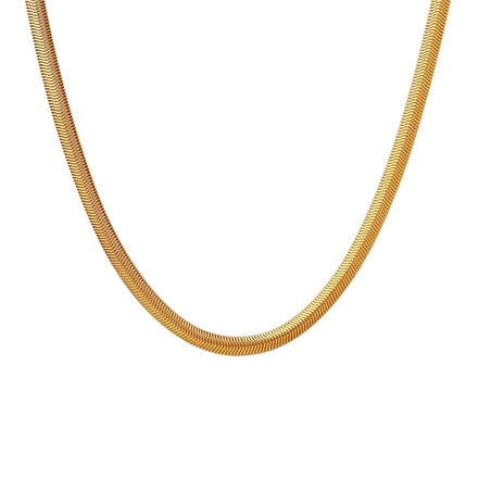 Women's Trendy Snake Bone Chain Necklace with Blade Gold and Silver Plated Stainless Steel Featuring Pearl Main Stone