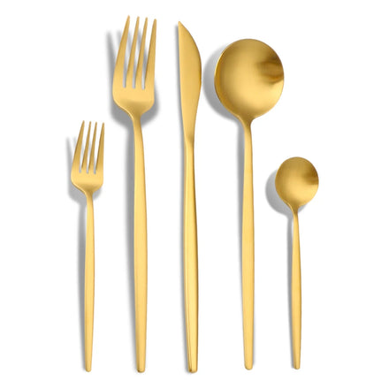 Luxury Stainless Steel Cutery Set Wedding Travel Cutlery Royal Dessert Spoon Silverware Stainless Steel Gold Cutery Set