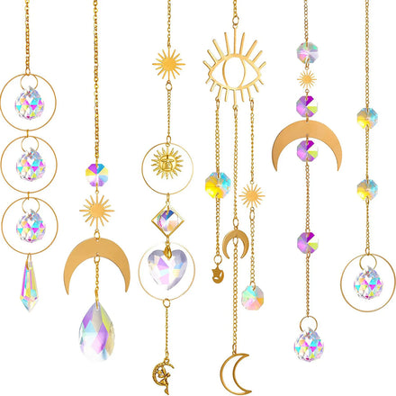 Hollow Natural Crystal Moon Suncatcher for Wall Hanging Window Car Garden Decor Crystal Suncatcher Pendant