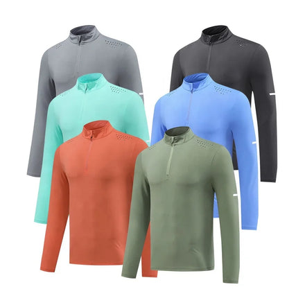 New Men Shirt Winter Sport Long Sleeve Shirt With Shoulder Hole Custom Sports Zip Shirt Men