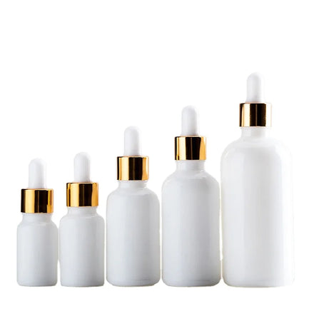10ml 30ml 50ml 100ml White Frosted Glass Cosmetic Dropper Bottles Empty Free Sample 100pcs MOQ Essential Oil Pipette