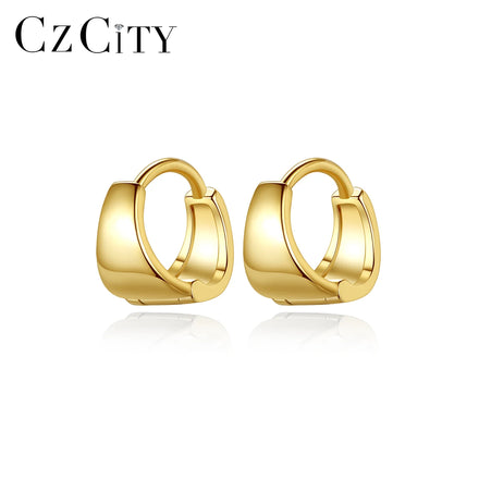 CZCITY Girl Accessories Simple Trend 2025 Metal Minimalist Jewelry Big Gold Sterling Silver Hoop Earrings