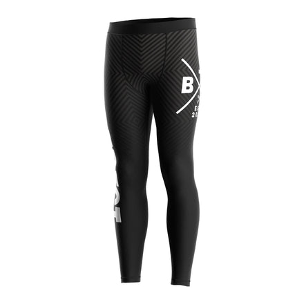 Black Men's MMA Spats Compression Leggings 4-Way Stretch Flatlock Stitching Moisture Wicking for BJJ No-Gi Grappling