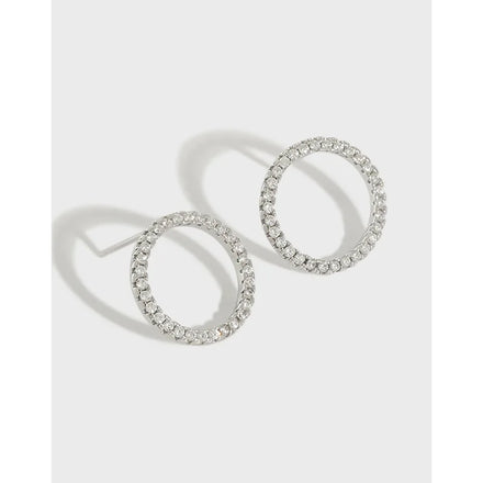 S925 Sterling Silver Stud Earrings Inlaid Zircon Statement Earrings Geometric Circle Hoop Earrings Women Luxury Jewelry