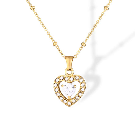 INS Luxury Gem Heart Pendant Necklace Hot Sale Stainless Steel Jewelry for Women for Parties Anniversaries Dropshipping