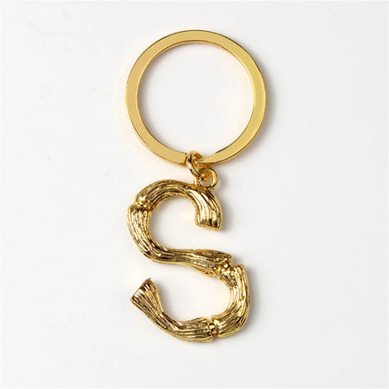 Handmade Forging Alloy Carabiner Initials Keychain Ultra-thin Mini 18K Gold Plated Initials Letter Pendant