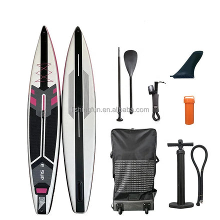 Weihai Factory OEM sup Race Board Inflatable Paddleboards Racing sup Board Surf Boards with Glass Fiber Paddle Wheel Bag