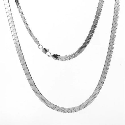 Wholesale Custom Stainless Steel Waterproof Jewelry 6MM Herringbone Chain Necklace Gold Vermeil Flat Snake Chain for Men