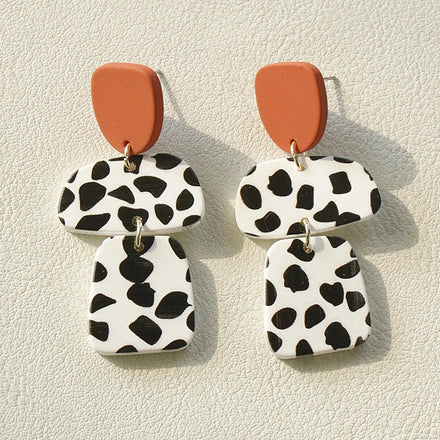Unique Friend Gift Cute Spotted Earrings Vintage Geometric Earrings Ceramic Clay Acrylic Earrings for Women Girls