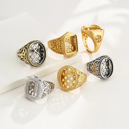 Vintage 925 Sterling Silver Various Shapes Bezel Setting Ring Findings for DIY Jewelry Making Supplies