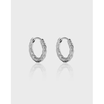 925 Sterling Silver Minimalist Fashion Earrings Textured Stria Hoop Earrings Fine Jewelry Earrings Women Wholesale