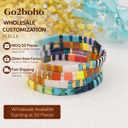 Go2Boho Bohemian Couple Rainbow Colorful Miyuki Beads Bracelet for Women Men Tila Boho Fine Fashion Jewelry Bracelets & Bangles