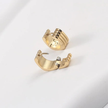 JOOLIM High End 18K Gold Plated Stainless Steel Chunky Square Huggie Earring Design Jewelry Wholesale