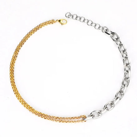Punk Double Color Chain Necklaces for Women Gold Color Stainless Steel Necklace Fashion Jewelry Collar