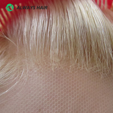 Alwayshair Full for Swiss Lace Man Wig Invisible Natural Indian Hair Unit Toupee #613