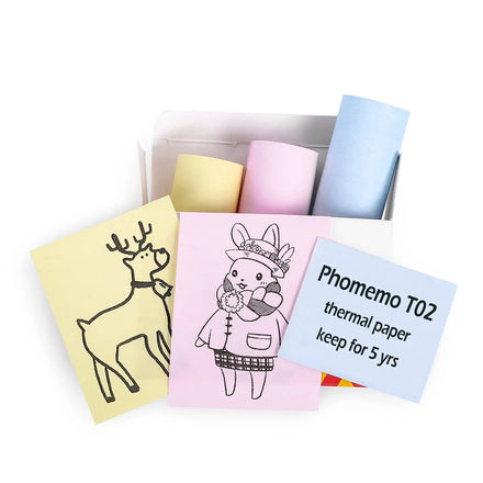 Phomemo T02 Printer Colorful 50mm*3.5m T02 Adhesive Sticker Thermal Paper