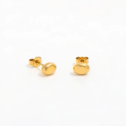 Trendy Earring 18K Gold Plated Dainty Oval Mini Tiny Stud Earrings Wholesale Stainless Steel for Women