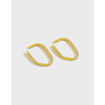 S925 Sterling Silver Minimalist Clip on Earrings Non-piercing Ear Cuff 18K Gold Earrings Fashion Jewelry Earrings Women