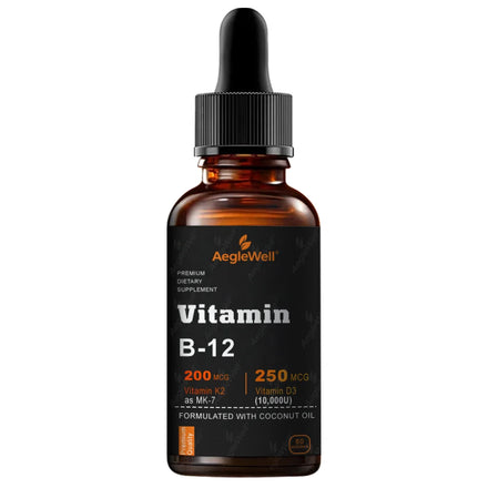 Aeglewell OEM Vitamin B12 Drops Vitamin B12 Sublingual Liquid Vegan B12 Vitamin 5000 MCG Methylcobalamin B12 Liquid Supplement