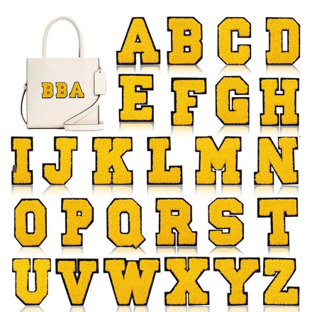 Embroidered Black White Orange Iron on Alphabet Chenille Letters Patches for Bag Clothing T-shirt