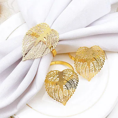 Ychon Gold Metal Napkin Rings Vintage Wedding Party Favors Napkin Holder for Dining Table