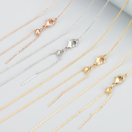 MB25 6pcs/Lot Fashion 18K Gold Rhodium Plated Nickel-Free Long DIY Chain Accessories Thin Copper Necklace Mash Necklace