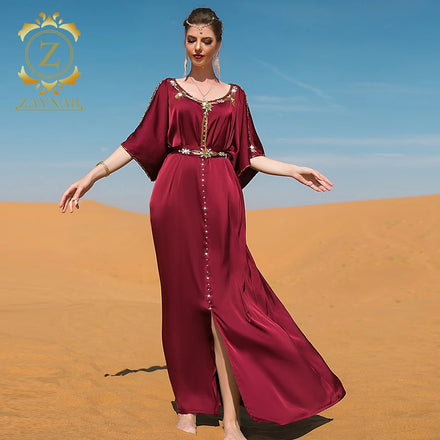 Zaynab Djellaba Traditionnel Moroccan Djellaba Photos Tissu Pour Fashion Satin Muslim Dress Dubai