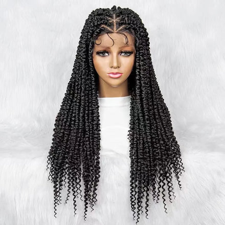 Pre Passion Twisted Hair Wholesale Handmade Synthetic Braid Full Lace Frontal Wig