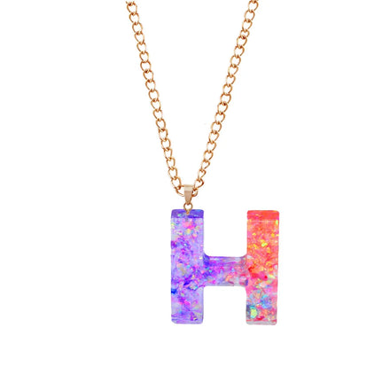 Hot Selling Fashion Jewelry Purple Pink Colored Natural Stone Sweet Girls English Letters BFF Couple Gift Acrylic Necklace