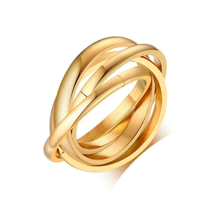 Non Tarnish Tripple Rings Hoops Plain Fashion Women's Ring Stainless Steel Male Female Geometric Cross Stacking Rings
