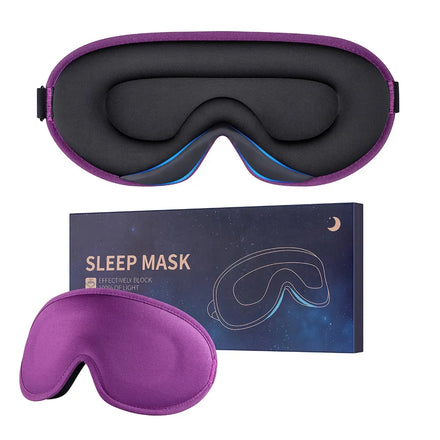 100% Blackout Satin Silk Super Soft Eye Mask Elastic Adjustable 3D Contoured Ear Protection for Comfortable Sleep Travel Size