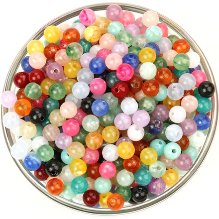 Factory Handmade Bracelets Beading Material Round Acrylic Beads Jade Natural Yellow Agate Loose Beads