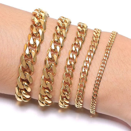 Wholesale Custom 18K Gold Black Plated Stainless Steel Jewelry Curb Cuban Chain Mens Jewelry Chunky Cuban Link Bracelet for Men