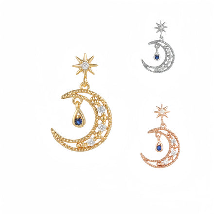 ZUOLA Fashion Piercing Jewelry Studs Earring Titanium Gold Plated Moon Star Dangle Piercing Ear Cartilage Studs for Women