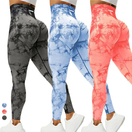 Gym Fitness Yoga Wear Workout High Waist Scrunch Yoga Pants Leggings for Women Butt Lift Seamless Tie Dye Yoga Pants Leggings