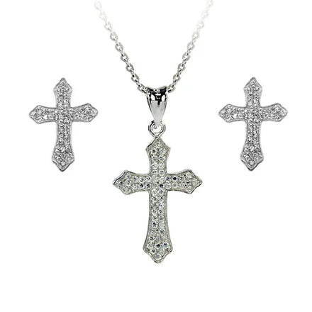 SZL-0005 925 Silver Jewelry Luxury Cross Real 925 Sterling Silver Jewelry Set for Girl