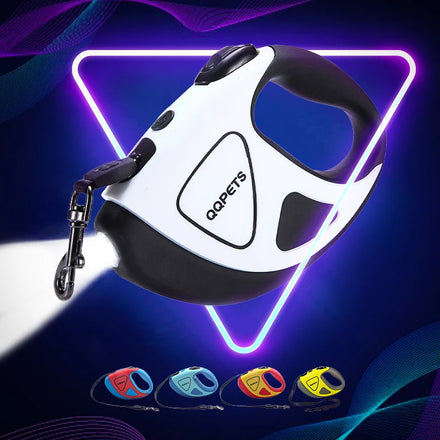 Custom Logo Led Retractable Dog Leash Flexible Accessories Bright Flash Lighted Walking Belt Nylon Automatic Pets Dog Lead Leash