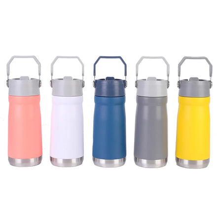 BPA-Free 18oz/22oz Stainless Steel Thermos Unique Coffee Vacuum Bottle Handgrip Straw Gym Travel Bike Outdoor Water Bottles