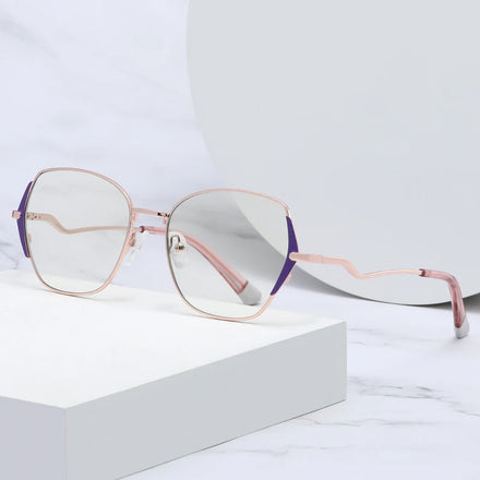 Stylish Metal Glasses Frame for Women Anti-Blue Light Computer Eyeglasses Frame Custom LOGO Optical Frame Spectacles