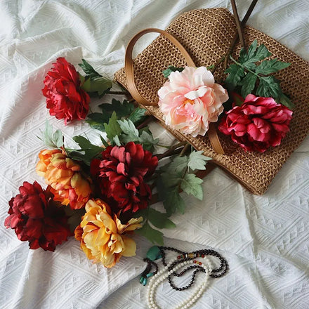Wholesale Quality Silk Peony Flowers Big Size Single Stem New Year Christmas Wedding Decorative Wreaths Easter Other Occasions
