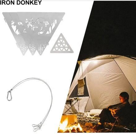 IRONDONKEY Foldable Outdoor Triangular Bracket Bonfire Stove Barbecue Hanger Wild Cooking Charcoal Stove Camping Grills