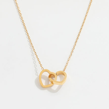 Joolim Jewelry Stainless Steel Double Heart Interlocking Pendant Necklace Stainless Steel Fashion Jewelry