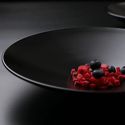 Ceramic Dinner Plate Matte Black Sweet Dessert Pasta Fruit Salad Mixing Dish Soup Bowl Restaurant Serving Trays Dinnerware Sets