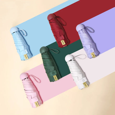 Wholesale Five Folding Mini Capsule Umbrella 10 Colors with Black Coating Modern & Classic Design for Travel