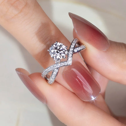 Messi Jewelry MSR-927 14k 1ct Round Cut Lab Diamond Women Jewelry Ring Luxury Engagement Ring Style
