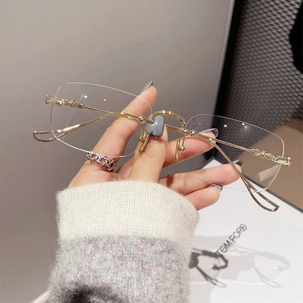 Sunway Eyewear New Metal Rectangle Anti Blue Light Unisex Spectacle Rimless Blue Light Blocking Eye Glasses Frames